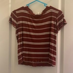 small hippie rose maroon and white shirt